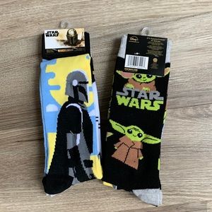 2 Hyp Star Wars The Mandalorian Baby Yoda Grogu Men Crew Socks 2 Pair Packs 🆕